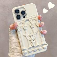 1pc Cute 3D Sculpture Angel Soft Silicone Phone Case Compatible With Apple 11/12 Pro Max/13/14/15 Pro Max, Embossed Praying Angel, Niche Fashion Creative, Soft Silicone Protective Cover Compatible With IPhone 14 Pro, Anti-Drop 13 Series - Multicolor - View 4