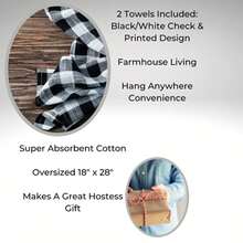 CYPNElrene Home Fashions Farmhouse Living Fall Hello Pumpkin and Check Juego de Toallas de Cocina 18 x 28 Pulgadas Negro/BlancoFashion - 227017914 - Ver 7