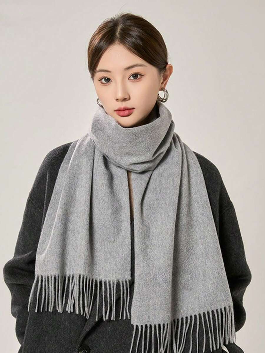 Women's Pashmina Scarf/Shawl/Long Winter Scarf - Cinza claro - 查看 1