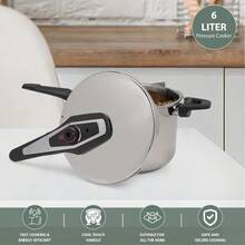 Stainless Steel Pressure Cooker – Large Induction Hob Compatible Cooker With Dual Handles For Fast Cooking At Home Or In Catering Kitchens - 4 Litre - View 10