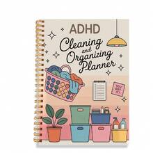 DANPERJI 1 Sổ tay lập kế hoạch dọn dẹp cho người mắc ADHD - Sổ ghi lịch dọn dẹp màu hồng và xanh dương kèm giỏ đựng quần áo, sổ tay hướng dẫn tạo động lực cho người lớn, kế hoạch dọn dẹp hàng tuần/hàng tháng không ghi ngày tháng cho nhà cửa, văn phòng - Quà tặng cho người mắc ADHD và đồng nghiệp - 1 cái - Xem 1