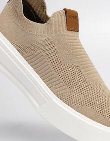 Men's Casual Knit Sock Sneakers, Very Stylish And Attractive Sneakers, With Elastic For Easy Slip-On, Very Comfortable With Orthopedic Insole - màu nâu - Xem 2