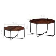 vidaXL Insieme di tavoli bassi 2 pz Legno Massello 60x35 cm - Castano - Visualizzare 9