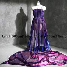 1pc Ombre Dual-Tone Mesh Fabric, Laser Textured Sheer Maxi Dress Fabric, Creative Handmade Material