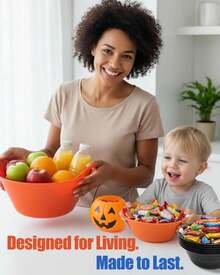 Mintra Home Snack Bowls (Large 2pk (4L), Red) - 10.75W X 4.5inH - Large Red Plastic Bowl For Popcorn, Snacks, Drinks, Candy, Holiday Party, Halloween, Trick Or Treat Bowls - 2 Pack - Màu H - Xem 3