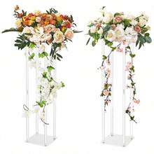 Acrylic Tall Flower Stand, Detachable Flower Rack, Suitable For T-Stage Events Reception Floral Display, Party Decoration Home, Wedding Venue Balloon Display, Wedding Ceremony Floral Display - Clear - View 4