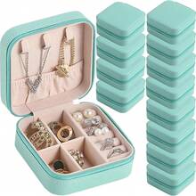 1pc Travel Jewelry Case Bridesmaid Gifts Box,Small Jewelry Box Mini Jewelry Organizer,PU Leather Portable Earring Storage Box For Women Girls Bridesmaid Proposal Gifts - Multicolor - View 1