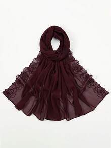 1 Stück Kamelien-Spitzen-Chiffon-Schal, Tuch, Umhang, weich, leicht, vielseitig einsetzbar, geeignet für Lässig, Formal, Reisen, Büro, Hochzeit, Valentinstag Geschenk - Verschiedenfarbig - Übersicht 5