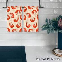 2pcs ,Shrimp Seafood Kitchen Towels, Decorative Themed Towels Dish Cloth And Kitchen Dish Towel, Suitable For Kitchen Restaurant Decoration, Bathroom Use, Guest Decoration, Happy Home Decoration, Holiday Party For Birthday Anniversaries, Valentine's Day, Thanksgiving, Christmas, Halloween, Wedding, New Year Gifts Provide, Ideal Gifts For Her, Him, Family Members, Boyfriends, Girlfriends, Fathers, Family Members, Mothers, Lovers, Daughters, Sons, Grandfathers, Grandmothers, Friends, Classmates And Pets KitchenTowel, Kitchen Sofa, Bed, Car, Bedroom, Living Room, Office, Outdoor Camping, Beach, Wall Decoration, Bedroom Decor, Fall Decor, Fall Decorations For Home, Christmas Party Theme KitchenTowel, Christmas Decor - 白色 - 查看 3