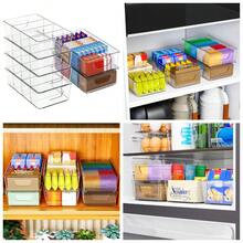 Stackable 6 Pack Snack Organizer For Pantry Shelf,Clear Pantry Organizers And Storage Bins For Fridge,Office,Cupboard,Plastic Pantry Snack Organizer For Breast Milk,Tea Bag,Food Storage Containers - Default - View 2