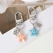 1个女士3D海星钥匙扣，好运合金吊坠钥匙链，创意包包挂饰 - 彩色 - 查看 2