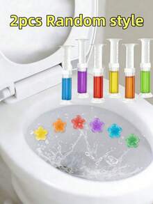 1 Set Toilet Flushing Gel Stamp Kit, Multi-Color & Fragrance Toilet Flower Cleaning Gel, Floral Shaped Fragrant Deodorizing Gel, 2-In-1 Toilet & Bathroom Cleaner And Air Freshener, Household Odor Eliminator - Blue - View 18