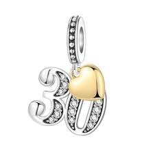 CYMYSS 1pc Fashionable Numeral Pendant, Silver-Plated Copper With Cubic Zirconia, Heart Accent, Birthday/Anniversary Gift For Women - Multicolor - View 13