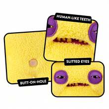 Spin Master Fugg Life系列9英寸毛绒玩偶，滑稽丑陋的怪物毛绒玩偶，拥有类似人类的牙齿，Sir Splodge A Lot/Squidge/Sasquoosh，独特的收藏玩偶，适合作为青少年和成人的节日/生日礼物 - 魷魚(黃色) - 查看 5