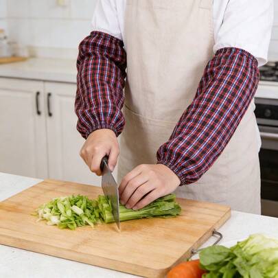 1 Pair Red Cotton Blend Work Sleeve Covers, Unisex Red Plaid Home Sleeve Covers, Kitchen Cleaning Protective Sleeve Covers, Dust & Oil Proof Cleaning Sleeve Covers, Protective Sleeve Covers For Kitchen, Dishwashing, Gardening, Painting, Cooking