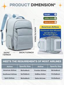 Plecak podróżny Ryan Air 40x20x30 cali – odpowiedni dla mężczyzn i kobiet, wielokolorowy, modny plecak na laptopa 15,6 cala, pasuje do laptopa 15,6 cala, odpowiedni do szkoły, na piesze wędrówki, do pracy, klasyczny plecak casualowy dla studentów, na zajęcia na świeżym powietrzu, podróże, do pracy, do biznesu, dojazdy do pracy - Jasnoniebieski - Zobacz 4