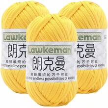 Lawkeman 3 peças/300g Fio de Camiseta de Poliéster de Alta Qualidade, Fio de Crochê e Tricô, Fio Grosso de Poliéster Macio e Elástico, 30m/100g por Rolo - Ideal para Projetos DIY, Chinelos, Cestas, Tiras de Tecido, Sacolas Artesanais Tecidas à Mão, Brinquedos, Sapatos, Tapetes, Cestas de Armazenamento - Multicolorido - Visão 35