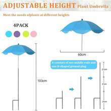 4 Pcs Plant Umbrellas For Outdoor Plants, Portable Garden Plant Shade Umbrella, Sun Shade Cover For Patio Flowers Plants Fruits Vegetables - 4Pcs - View 3