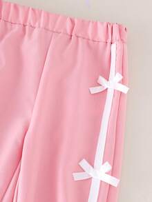 2件套女婴可爱甜美休闲米色短袖T恤+粉色裤子套装，轻薄透气，春夏款 - 白色 - 查看 5