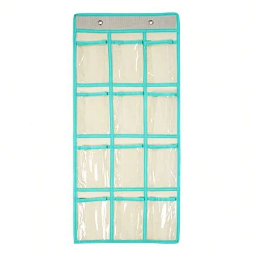 Organizador para colgar sobre la puerta para teléfono celular para colgar en el aula para colgar en la puerta clóset bolsa de almacenamiento de tela duradera 12 bolsillos beige - Beis - Ver 1