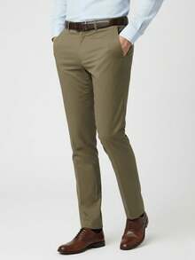 Men's 2-Piece Set - Men's Tailored Slim Fit Executive Polyester Dress Pants, Classic Formal, Lightweight And Stylish. - Xanh nâu - Xem 3