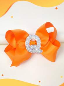1pc 5 Inch 26 Letters A-Z Pearl Letters Personalized Back To School Ponytail Girl Hair Bow Teenagers Girl Hair Bows With Clips For Festivals Party School Girls Graduation Season Hairgrips For First Day Of School Classroom Girls Students,Teenagers Hair Accessories - 橘色 - 查看 26