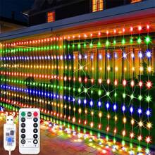Luces de cortina de cadena LED alimentadas por USB con 8 modos, decoración de iluminación ambiental para el Día de San Valentín, Año Nuevo, boda, dormitorio, cumpleaños, fiesta, interior de ventana (control remoto no incluido) - Luz de cortina USB - Ver 25