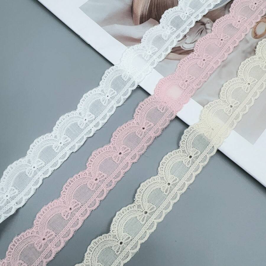 2Y-2.8厘米宽双面蝴蝶刺绣花边，适用于服装、连衣裙、窗帘、DIY装饰 - 彩色 - 查看 1