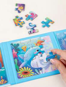 3-In-1 Progressive Magnetic Puzzle Books, Multi-Color Montessori Toys, Suitable For Children 3+ Years Old, Includes Ocean Animals, Transportation, And Dinosaur Themes, Educational And Fun Magnetic Puzzle Toys For Preschoolers, Also An Ideal Gift - Multicolor - View 6