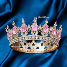 Această coroană luxoasă de prințesă este împodobită cu pietre strălucitoare, fiind alegerea perfectă pentru mirese. Designul este rafinat, strălucitor și elegant. Această coroană rotundă este un accesoriu de păr sofisticat pentru doamne, foarte potrivit pentru ocazii speciale. - Multicolor - Vizualizare 5