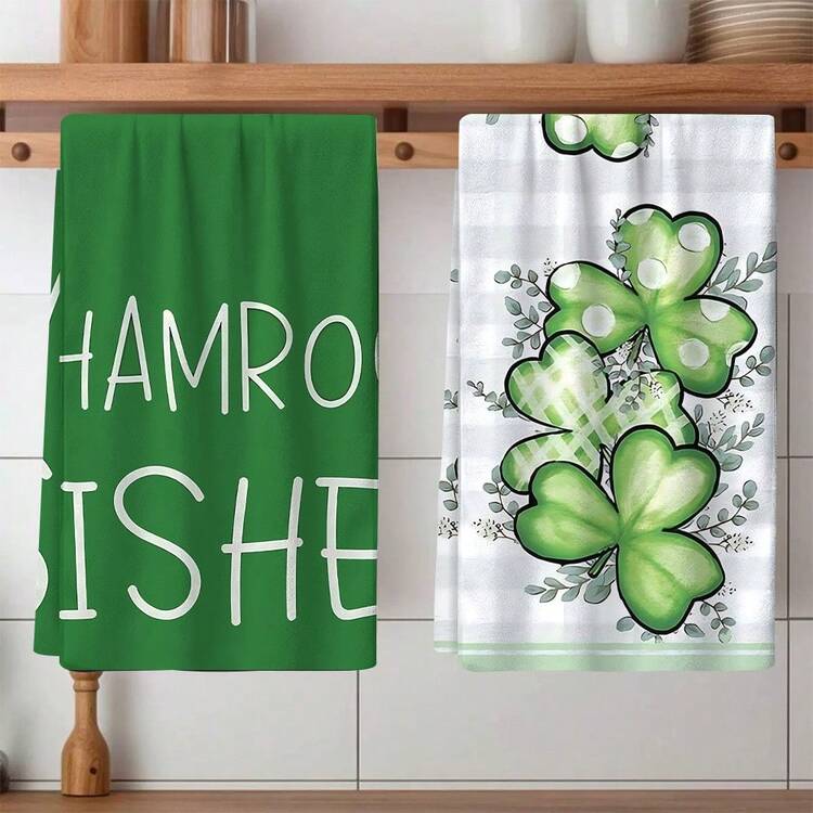 Bộ 2/4 khăn lau bát đĩa họa tiết cỏ ba lá, hoàn hảo làm quà tặng Ngày Thánh Patrick, trang trí, khăn lau siêu thấm hút bằng sợi microfiber hiện đại dùng để nấu ăn, nướng bánh, rửa bát, lau dọn, khăn lau tay, khăn lau chén, mềm mại và thấm hút cao, trang trí nhà bếp, quà tặng cho hàng xóm, mẹ, sinh nhật, tân gia cho bạn bè, đồ dùng nhà bếp thiết yếu, nhu yếu phẩm hàng ngày. - Nhiều màu - Xem 5