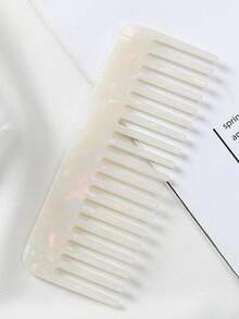1pc Acetate Comb, Anti-Static Marble Pattern Hair Brush - Yellow - View 9