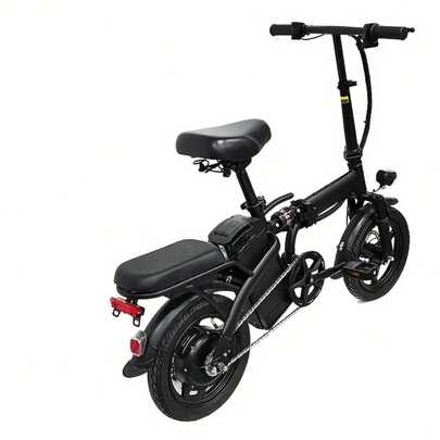 14-inch Lightweight Folding Electric Bicycle 330 Pound Load-bearing Capacity 20 Mph 18-28mile Range 48V Lithium Battery Front Headlight and Disc Brake Alloy Steel Frame City Commuting Sturdy Structure Clearance Sale Suitable For Gifting