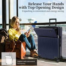 YSTYLE Multi-Functional Three-Piece Carry-On Luggage Set, Suitcase, Ultra-Light Hardside Suitcase Made Of ABS+PC Material Equipped With TSA-Approved Locks And Four Double-Sided Spinner Wheels - Dark Blue - View 2