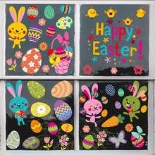 Doneace Easter Window Clings Large Easter Eggs Window Decals Painted Eggs Bunny Flowers Window Stickers For Home Office School Decor Spring Glass Window Decoration 4Pcs Easter Gnomes Window Clings Stickers For Home Decoration,Easter Rabbit Eggs Flowers Window Stickers, Gnomes Bunny Easter Eggs Decals For Glass Window Decor,Easter Decorations,For Home Office Shop Display Party Decorations - Multicolor - View 3