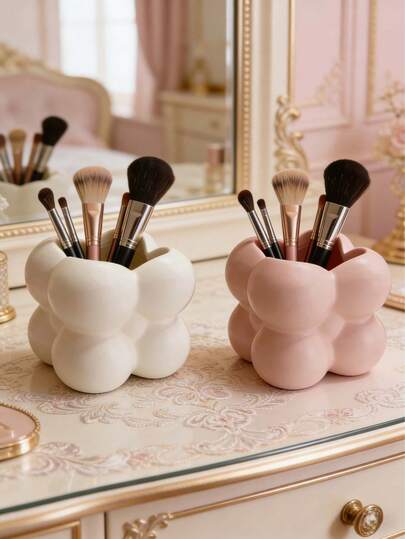 Honey Pot Shaped Makeup Brush Holder, Cute Milky White Cosmetic Display Rack, Makeup Storage Box, Best Birthday Gift, Home Decor