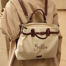 1pc Personalized High-Quality Tote Bag, Spring New Arrival, Customizable Name, Soft Nylon Material, Large Capacity Handbag & Backpack, Laptop Sleeve, Versatile Casual, Durable, Zipper Closure, Ideal Gift For Family, Friends, Lover, Back To School, Valentine's Day - Multicolor - View 2