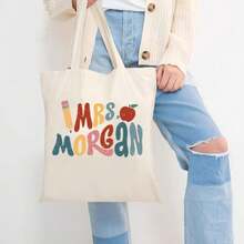 NAZENTI Custom Teacher Tote Bag, Personalized Teacher Appreciation Gifts Canvas Tote Bag, Teachers Women - Thiết kế 1 - Xem 5