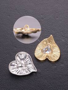 10pcs/Set Vintage Asymmetrical Textured Crystal Glass Metal Heart Shaped Buttons, Elegant For Coats, Sweaters, Uniforms, Suits, DIY Shoes, Hats, Bags, Jewelry Accessories - Multicolor - View 8