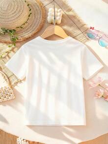 Disney Apparel, Featuring A Minnie Mouse Alphabet Print On This Girls' T-Shirt. This Soft, Breathable Short-Sleeve Crew Neck Tee Is Perfect For Spring And Summer Outfits, Ideal For Everyday Wear, Vacation Leisure, Outdoor Adventures, School Life, And Shopping Trips. It Also Makes An Excellent Gift For Boys And Girls Alike. Every Child Deserves One. - trắng - Xem 2