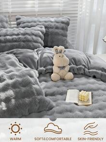 2/3件套法兰绒被套组，长绒超柔软保暖，包含1个被套和1/2个枕套，蓬松舒适，多种颜色可选，适用于单人床/双人床/大号床/特大号床，可机洗，豪华床上用品套装，温暖的房间装饰，秋冬季装饰