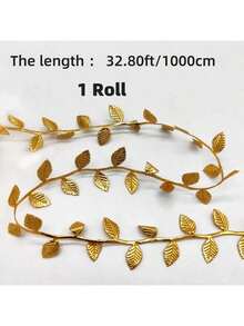 32,80 pés/1000 cm - Fita de Folha de Ouro Artificial, Grinalda de Folha de Ouro, Grinalda Feita à Mão DIY, Decoração de Festa de Casamento, Vinha Artificial - Decoração de Casamento - Decoração de Aniversário, Artesanato DIY, Embrulho de Presente, Adequado para Natal, Halloween, Páscoa e Todas as Ocasiões