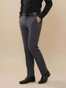 Men's 2-Piece Set - Men's Tailored Slim Fit Executive Polyester Dress Pants, Classic Formal, Lightweight And Stylish. - 白色和深灰色 - 查看 5