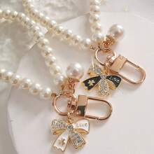 Pearl Decor Phone Lanyard And Wristlet - Elegant Fashion Phone Accessory With Butterfly & Key Chain Pendant - Stylish Beaded Strap, Convenient To Carry And Organize Compatible With Android And Most Smartphone,Gifts For Mother, Family, Friends, Kids, Birthday, Holiday Phone Chain - Multicolor - View 5