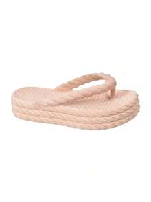 Women's Platform Sandal With Braided Orthopedic Flat Cloud Design, Super Lightweight And Soft, Beachwear, Carnival Style - 裸體 - 查看 5