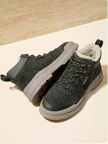 CAMEL CROWN Men's Winter New Thermal Lined Warm Increased Height Durable Casual High-Top Work Boots - Dark Green - View 2