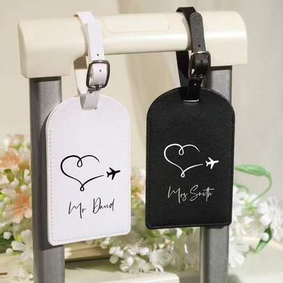 1pc Customizable Luggage Tag With Name And Contact Info - Business Travel Bag Label - Travel, Wedding, Birthday, Valentine's Day Gift Luggage Accessory With Name//Email/Address