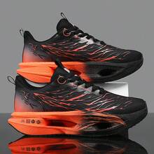 轻便缓震碳纤维板马拉松跑鞋，专为青少年设计，碳纤维材质，透气耐穿，休闲跑步鞋，柔软鞋底，渐变色设计。 - 亮橙色 - 查看 2