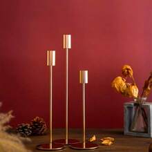 6 قطع/3 حاملات شموع بسيطة، مطلية بالذهب بعملية الطلاء الكهربائي، مناسبة للأعراس والحفلات والمنزل وديكور وسط الطاولة - متعدد الألوان - مشاهدة 11