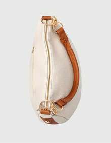 Women's Large Hobo Bag With Modern Finish And Ring Detail - 米色 - 查看 4
